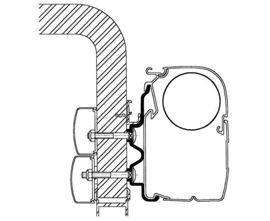 Adattatore per il montaggio a parete per tende da sole Thule per Hymercamp 99 / Exsis M43100