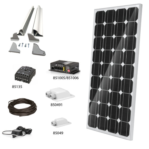 Solarset 1x100W Slim inkl. Laderegler, Dachdurchführung ,Befestigungsspoiler< 851072